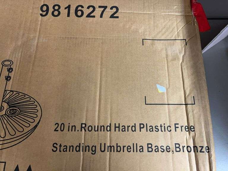 20" ROUND PLASTIC UMBRELLA BASE IN BOX - BRONZE
