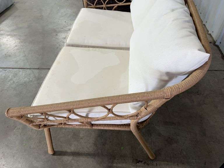 AS IS - ALL WEATHER PATIO LOVESEAT - BROWN & WHITE