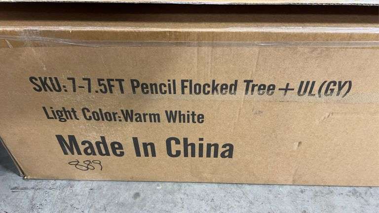 7-7.5FT PENCIL FLOCKED TREE IN BOX - WARM WHITE