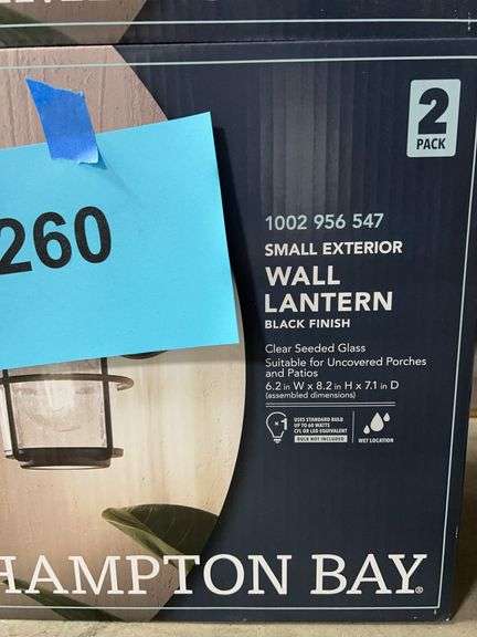 (2) HAMPTON BAY 2PC SMALL EXTERIOR WALL LANTERNS IN BOXES