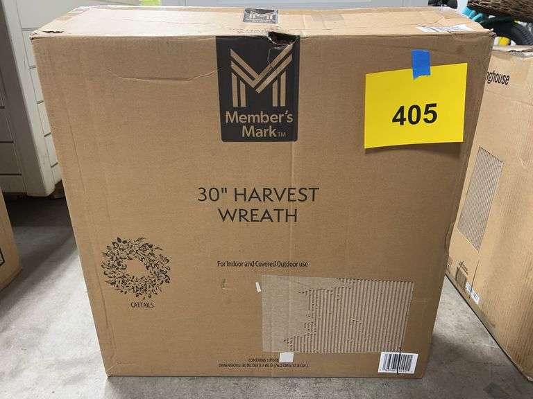 30" HARVEST WREATH IN BOX - CATTAILS