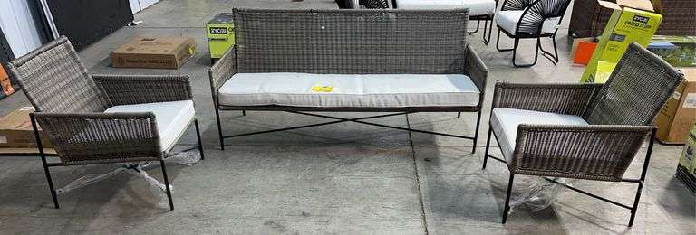 AS IS - 3PC ALL WEATHER PATIO SET - GREY & WHITE
