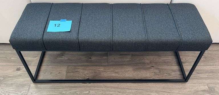 UPHOLSTERED ACCENT BENCH - BLACK/ GREY