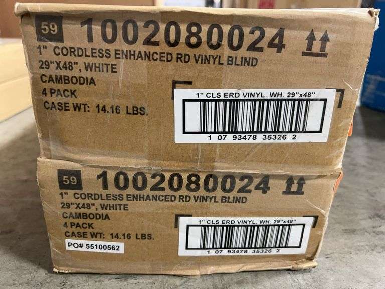 (2) 1" CORDLESS ENHANCED VINYL BLINDS IN BOXES - WHITE