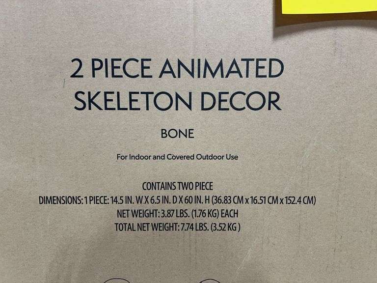 2PC ANIMATED SKELETON DECOR IN BOX - BONE