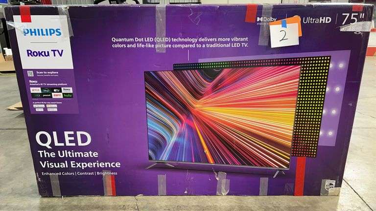 PHILIPS 75" QLED ROKU TV IN BOX