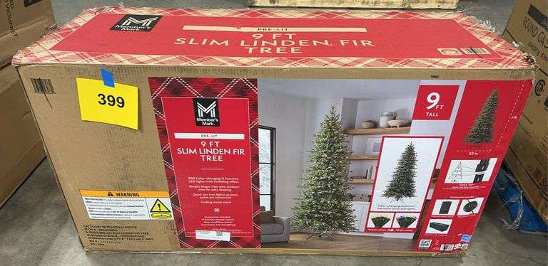 9FT PRE LIT SLIM LINDEN FIR TREE IN BOX