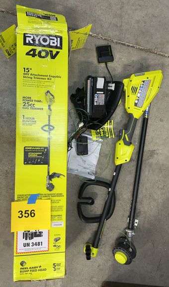 RYOBI 15" 40V STRING TRIMMER KIT W/ BOX