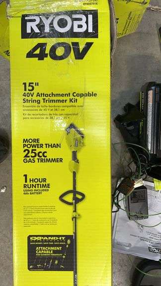 RYOBI 15" 40V STRING TRIMMER KIT W/ BOX
