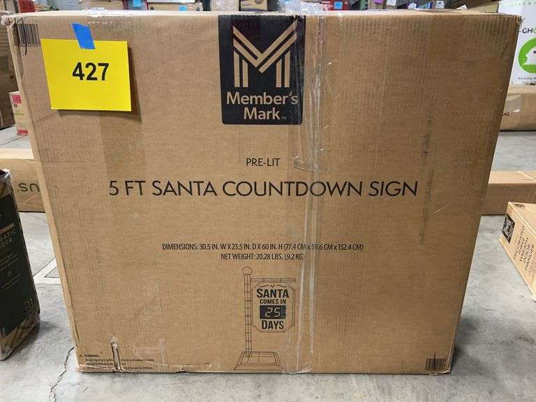 PRE LIT 5FT SANTA COUNTDOWN SIGN IN BOX