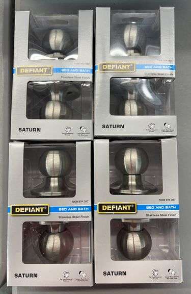 (4) DEFIANT SATURN BED & BATH DOOR HARDWARE SETS IN BOXES
