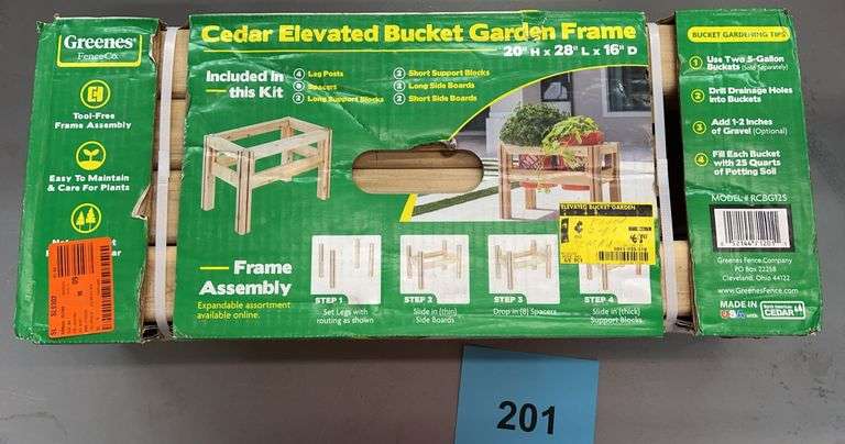 NEW CEDAR ELEVATED BUCKET GARDEN FRAME IN BOX
