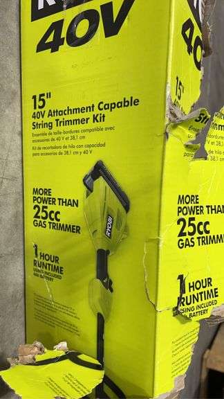 RYOBI 15" 40V STRING TRIMMER KIT IN BOX