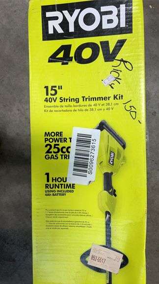 RYOBI 15" 40V STRING TRIMMER KIT IN BOX