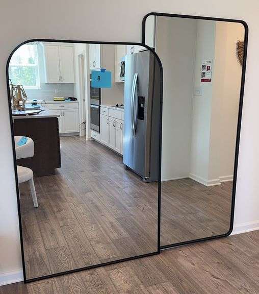 LARGE 6FT BLACK FRAMED FLOOR WALL MIRROR