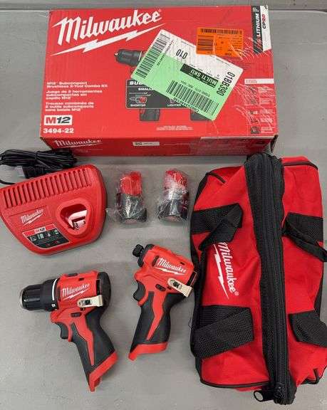 MILWAUKEE M12 SUBCOMPACT BRUSHLESS 2-TOOL COMBO KIT W/ BOX