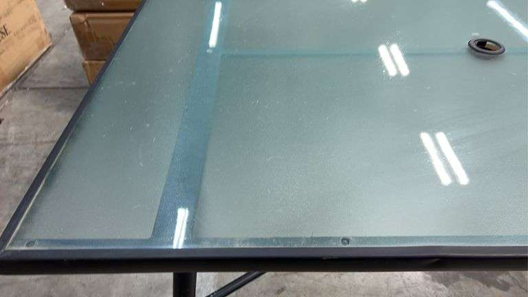 AS IS - ROOM ESSENTIALS PATIO DINING TABLE - BLACK