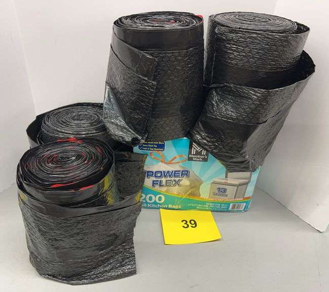 BOX OF TRASH BAGS & (4) ROLLS