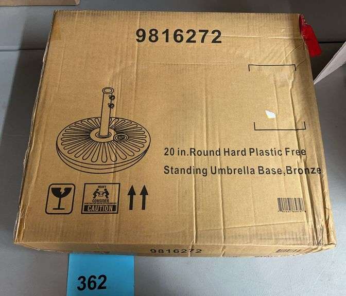 20" ROUND PLASTIC UMBRELLA BASE IN BOX - BRONZE