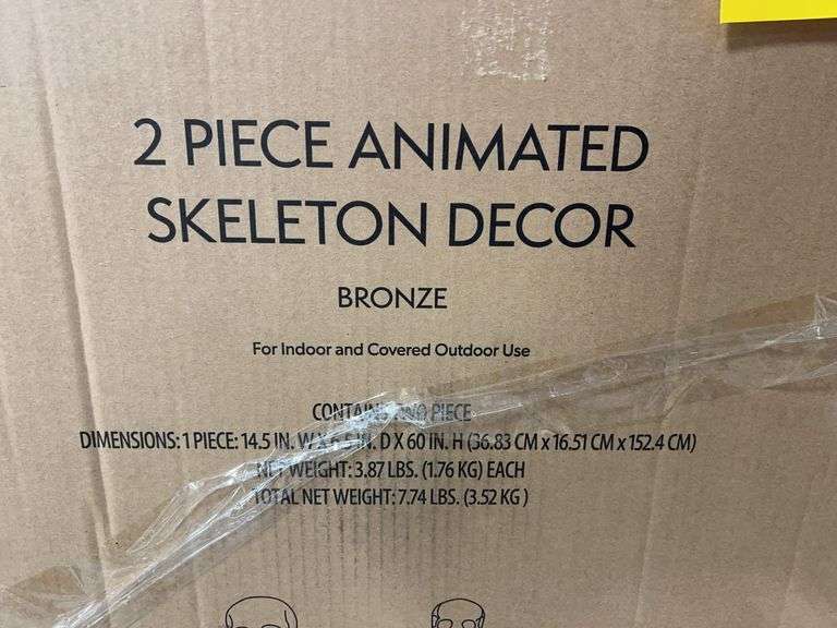2PC ANIMATED SKELETON DECOR IN BOX - BRONZE