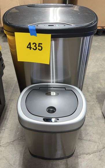NINESTARS 2PC STAINLESS AUTOMATIC TRASHCAN SET