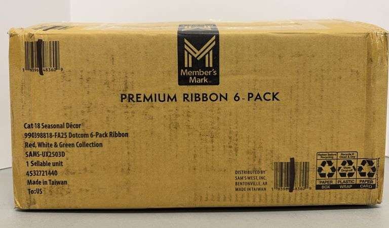 (1) 6-PACK OF PREMIUM HOLIDAY RIBBON