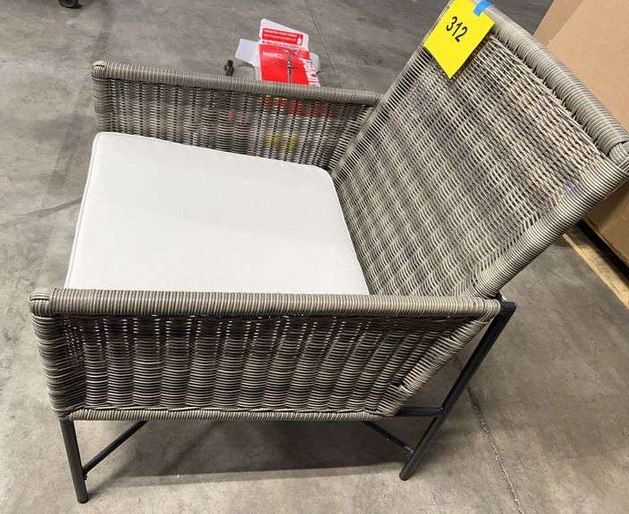 METAL & WICKER X FRAME PATIO CHAIR - GREY