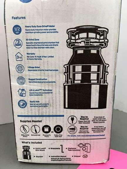 INSINKERATOR BADGER 500 FOOD WASTE DISPOSER IN BOX