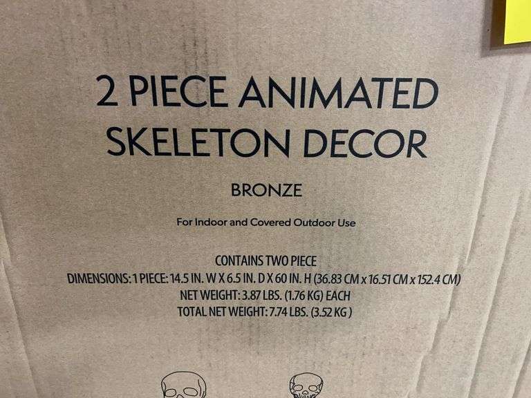 2PC ANIMATED SKELETON DECOR IN BOX - BRONZE