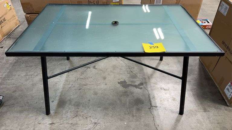 AS IS - ROOM ESSENTIALS PATIO DINING TABLE - BLACK