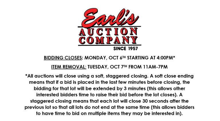ENDS MONDAY! ONLINE AUCTION 10/2-10/6 (RED)