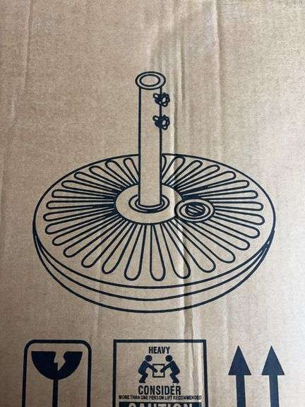 20" ROUND PLASTIC UMBRELLA BASE IN BOX - BRONZE