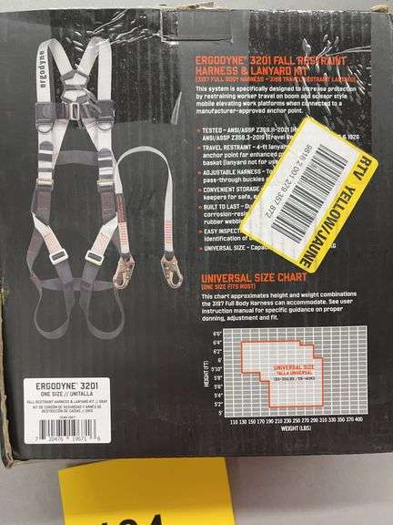 ERGODYNE FALL RESTRAINT HARNESS & LANYARD KIT IN BOX