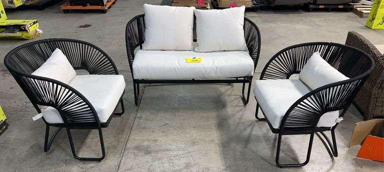 3PC ALL WEATHER PATIO SET - BLACK & WHITE