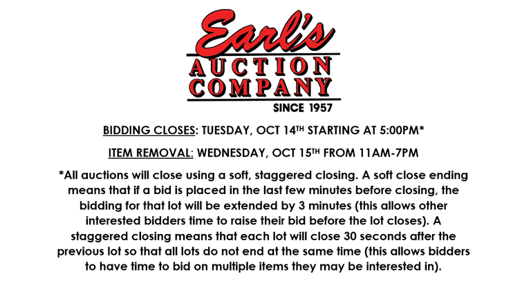 ENDS TUESDAY! ONLINE AUCTION 10/9-10/14 (YELLOW)