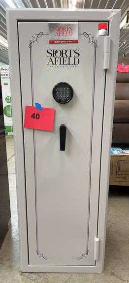SPORTS AFIELD 18 GUN FIRE & SECURITY SAFE W/ KEYS - WHITE