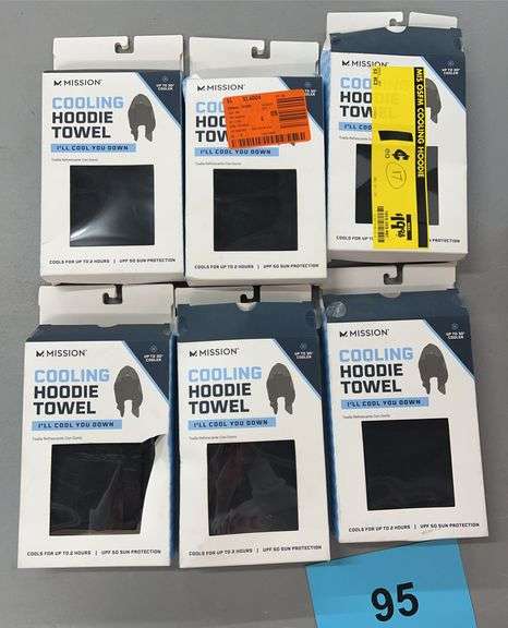 (6) MISSION COOLING HOODIE TOWELS - BLACK