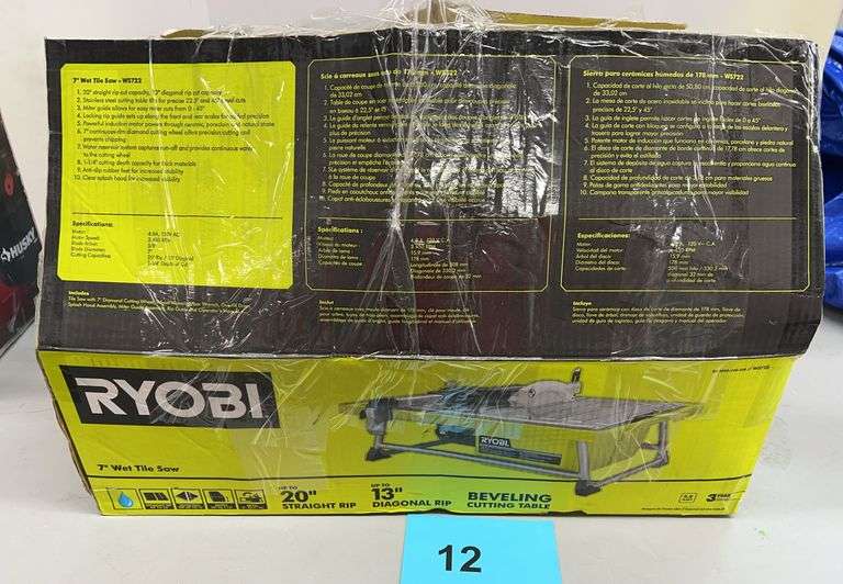 AS IS - RYOBI 7" WET TILE SAW IN BOX