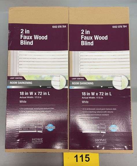 (2) 2" FAUX WOOD BLINDS IN BOXES