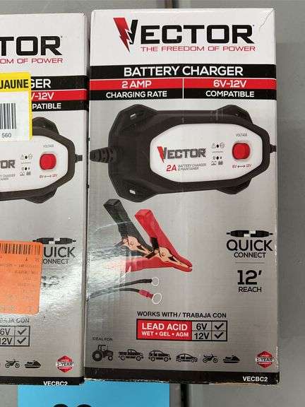 (2) VECTOR BATTERY CHARGERS IN BOXES