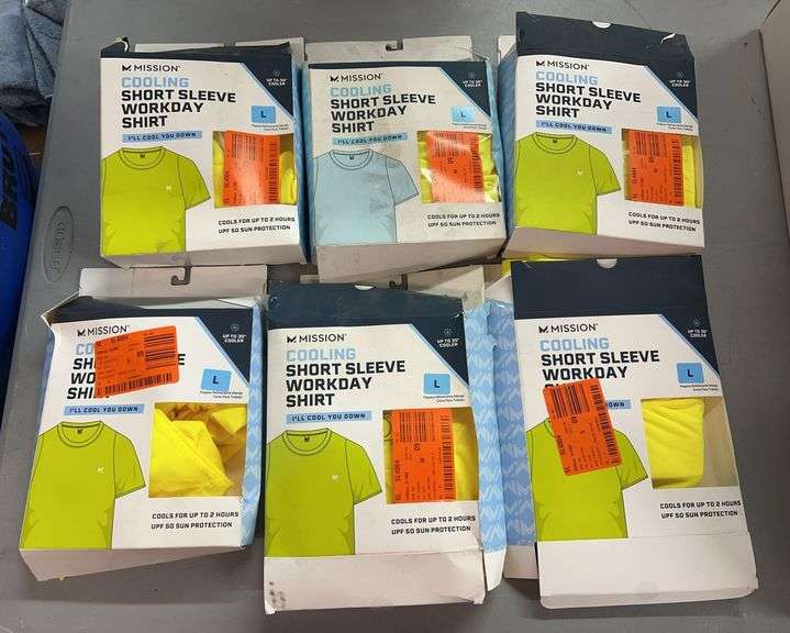 (6) MISSION COOLING SHORT SLEEVE SHIRTS - SIZE L