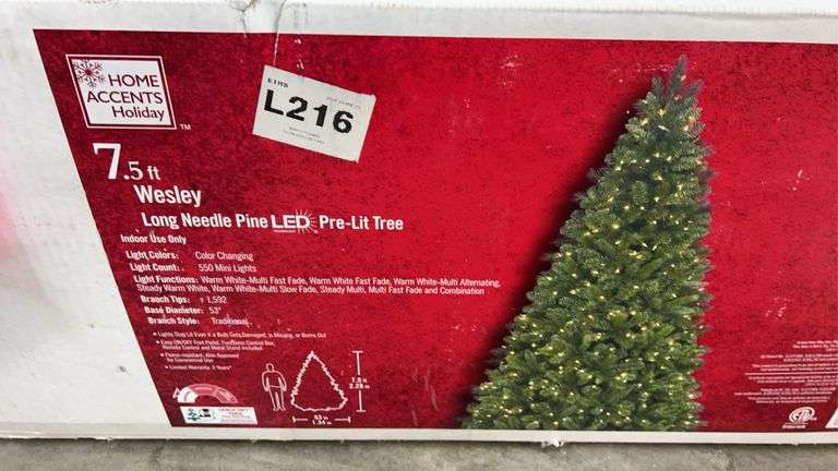 7.5FT PRE LIT WESLEY PINE TREE IN BOX
