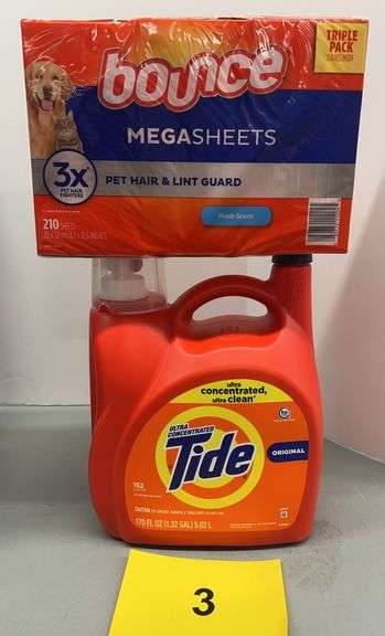 2PC LAUNDRY LOT - TIDE & BOUNCE