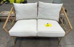 AS IS - ALL WEATHER PATIO LOVESEAT - BROWN & WHITE