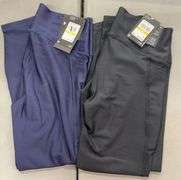 (2) PAIRS OF WOMENS UNDER ARMOUR TECH HI ANKLE LEGGINS SIZE MEDIUM - BLACK & BLUE