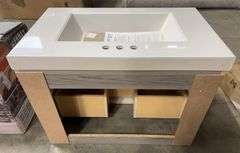 AS IS - DOMANI 2 DRAWER VANITY TOP - GREY & WHITE