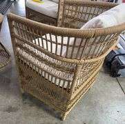 AS IS - 3PC ALL WEATHER PATIO SET - BROWN & WHITE