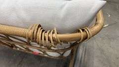 AS IS - ALL WEATHER PATIO LOVESEAT - BROWN & WHITE