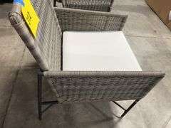 METAL & WICKER X FRAME PATIO CHAIR - GREY