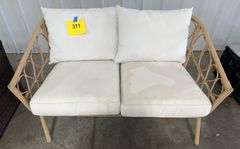 AS IS - ALL WEATHER PATIO LOVESEAT - BROWN & WHITE